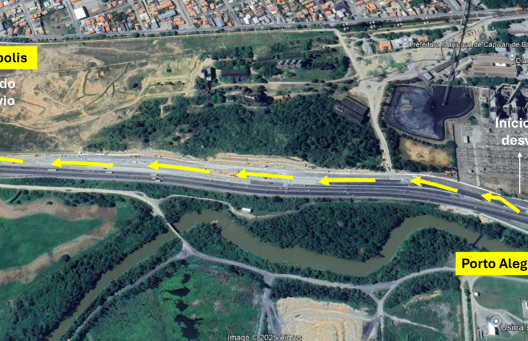 Trabalhos nas marginais da BR-101 Sul/SC avançam e exigem desvios de pistas